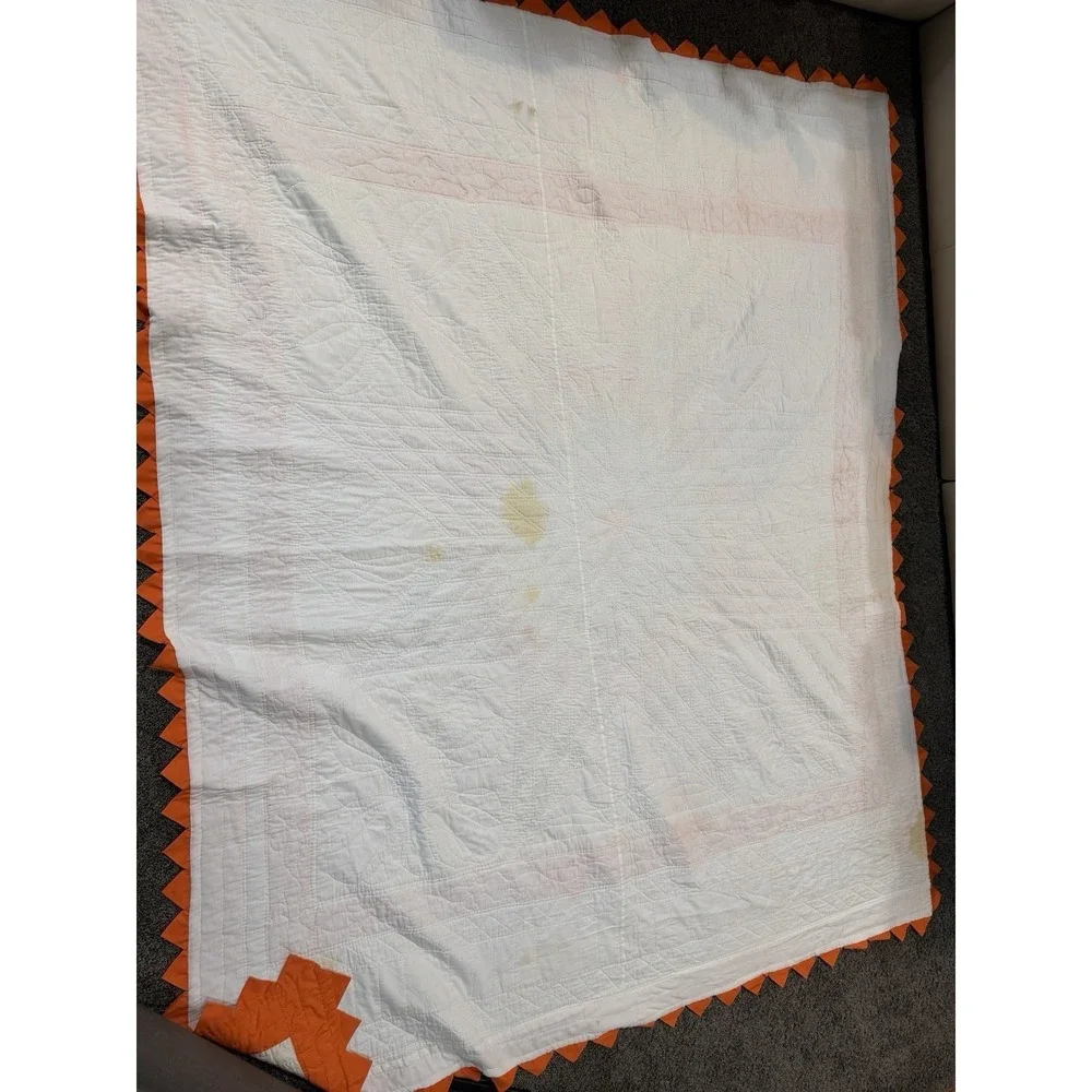 Gorgeous Vintage Lone Star Quilt Handmade 69x87 Prairie Edge Vibrant From Kansas